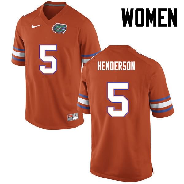 Women's NCAA Florida Gators CJ Henderson #5 Stitched Authentic Nike Orange College Football Jersey NOQ7665GN